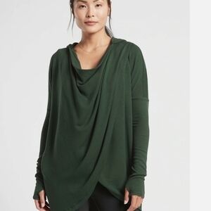 Athleta Forest Green purana wrap hoodie